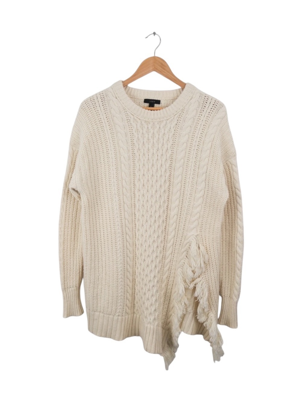J.Crew Asymmetrical Distressed Hem Cable Knit‎ Sweater Women’s Size Small